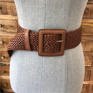 Leather woven belt